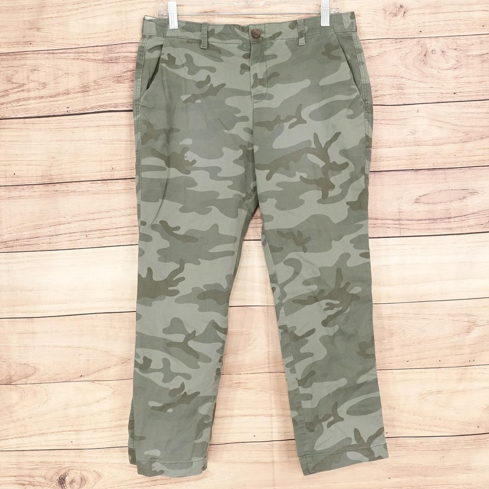 Gap Pants Womens 8P Green Camo Girlfriend Chino Straight Twill Casual 32x24